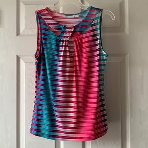 New York & Company pink blue striped top size small